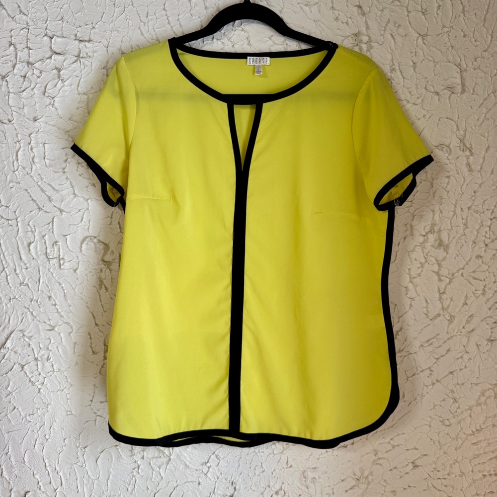 Spense Yellow Blouse with Black Accents